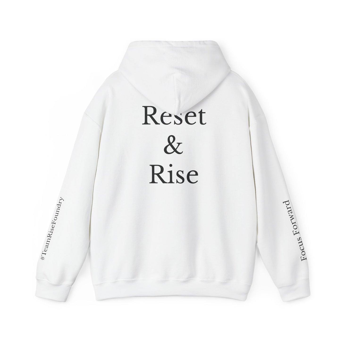 Inspirational Unisex Hooded Sweatshirt - Reset & Rise, Cozy Hoodie for Motivation, Gift for Encouragement, Relaxed Fashion, Everyday Wear