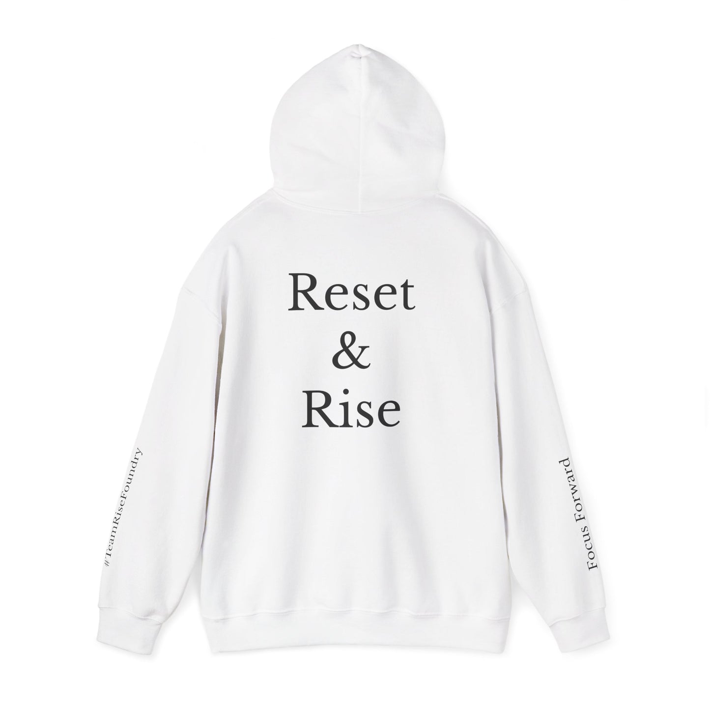 Inspirational Unisex Hooded Sweatshirt - Reset & Rise, Cozy Hoodie for Motivation, Gift for Encouragement, Relaxed Fashion, Everyday Wear