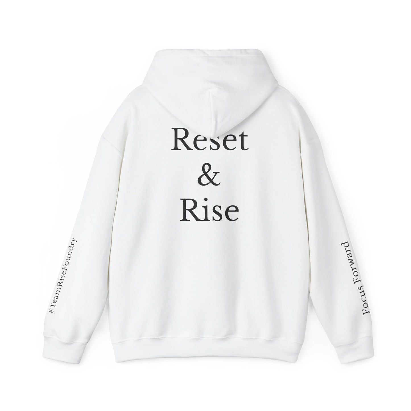 Inspirational Unisex Hooded Sweatshirt - Reset & Rise, Cozy Hoodie for Motivation, Gift for Encouragement, Relaxed Fashion, Everyday Wear