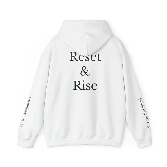 Inspirational Unisex Hooded Sweatshirt - Reset & Rise, Cozy Hoodie for Motivation, Gift for Encouragement, Relaxed Fashion, Everyday Wear